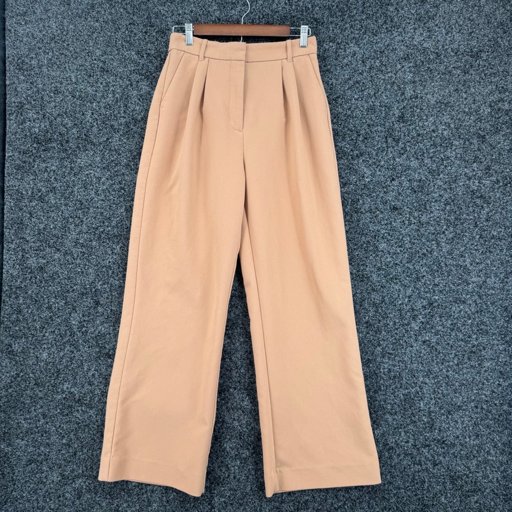 Abercrombie & Fitch Pleated Wide Leg Trousers Tan Peach High Rise Pants Size 6R